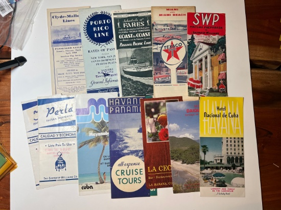 BROSHURES PAMPHLETS ASSORTED - CUBA, TEXACO, PORTO RICO LINE, SWP, PERLA PA