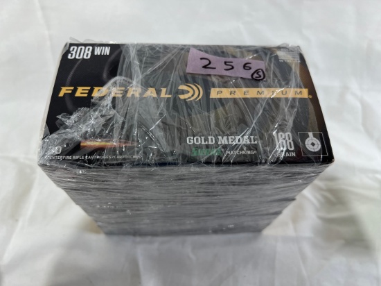 BOXES - FEDERAL PREMIUM 308 WIN 168 GRAIN GOLD METAL -(20 BER POX) 100 ROUN