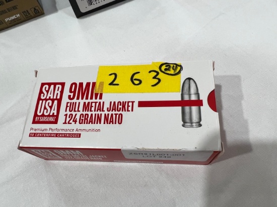 BOXES - SAR USA 9MM - FMJ 124 GRAIN NATO (50 PER)