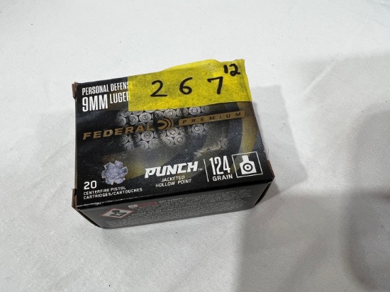 BOXES - FEDERAL PREMIUM "PUNCH" JACKETED HOLLOW POINT 9MM LUGER - 124 GRAIN