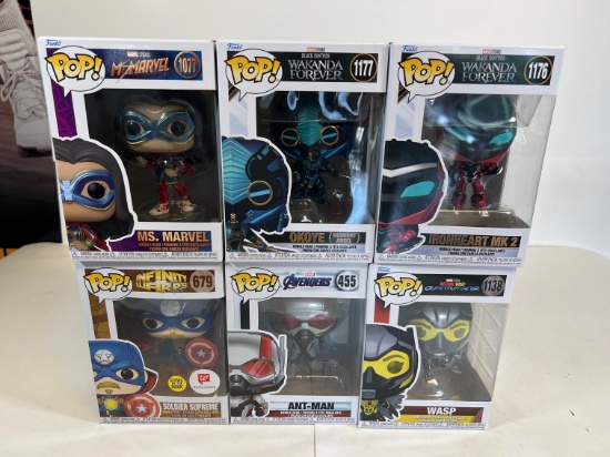 FUNKO POP! MS.MARVEL #1077,OKOYE #1177,IRON HEART MK 2 #1176,SOLDIER SUPREM