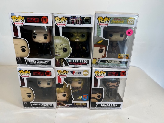 FUNKO POP! OSWALD COBBLEPOT #1191 X 2, KILLER CROC #102, HAWKGIRL #223, DEA