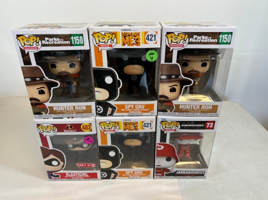 FUNKO POP: HUNTER RON #1150 X2 , SPY GRU #421 X 2, ELASTIGIRL #403 (TARGET