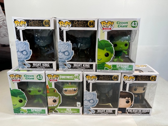 FUNKO POP: NIGHT KING #84 X3 , SPROUT #43 X2, KING BRAN THE BROKEN #83