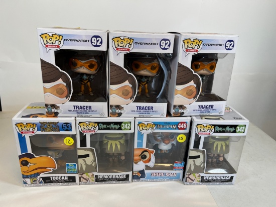 FUNKO POP! TRACER #92 X3, TOUCAN #53 FUNKO 2019 SUMMER CONVENTION LIMITED E