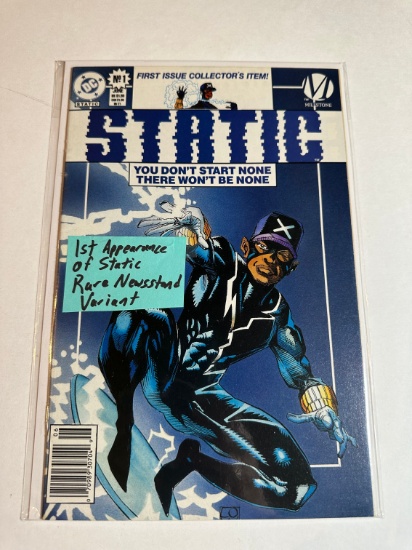 STATIC #1 1ST APPERANCE OF STATIC RARE NEWSSTAND VARIANT