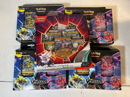POKEMON TCG ANNIHLAPE EX BOX AND POKEMON TCG V BATTLE BUNDLE BOX ZERAORA VS