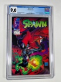 SPAWN #1 - CGC GRADE 9.0 - (1ST OF APP OF SPAWN - AL SIMMONS) SECOND I LOGO