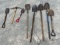 (7) SHOVELS (1) PICK AXE ASSORTED