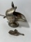 SILVER PLATED COPPER - SHEFFIELD ENGLAND - ETCHED SUGAR BOWL WITH SCOOP