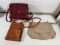 HANDBAGS ASSORTED - RED, TAN, BEIGE LEATHER