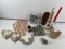 PCS ASSORTED - WOOD CARVED FIGURES, ASH TRAY, DISHES, & MORE