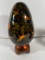 BLACK LACQUER, HAND PAINTED EGG SHAPED JAR - VIETNAM