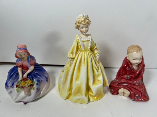 FIGURES ASSORTED - ROYAL DOULTON "MONICA, LITTLE PIGS, GRANDMOTHERS DRESS