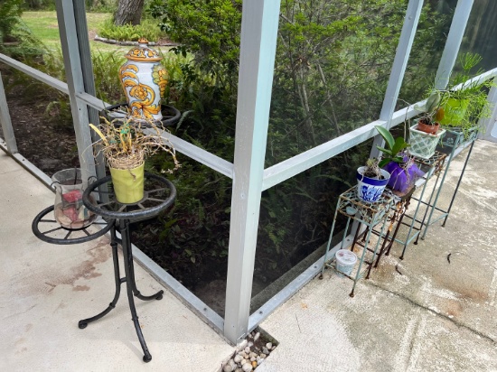 LOT - ASSORTED PLATNERS, STANDS, PLANTS, ETC