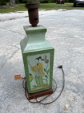 GREEN ORIANTAL TABLE LAMP (NO SHADE)