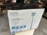 (NEW IN BOX) HOME DECORATORS COLLECTION THREE HEAD LANTERN WITH POST