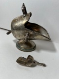SILVER PLATED COPPER - SHEFFIELD ENGLAND - ETCHED SUGAR BOWL WITH SCOOP