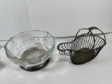 PCS - CRYSTAL BOWL & PLATED BASKET
