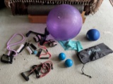 LOT - ASSORTED EXCERISE, RESISTANCE BANDS, & MORE