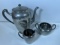 PILGRIM SOLID PEWTER (1) PITCHER (1) CREAMER (1) SUGAR BOWL