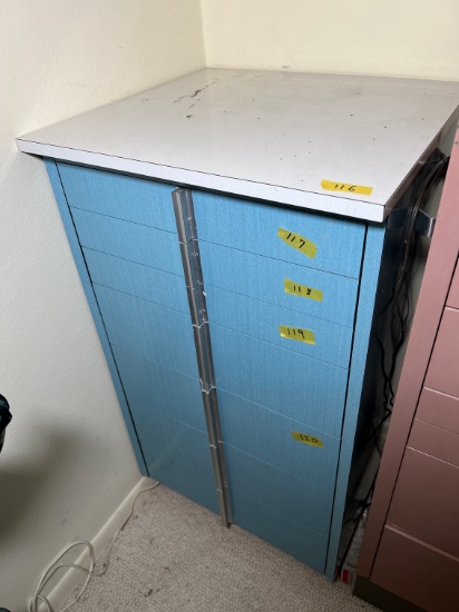 7-DRAWER METAL DENTAL TOOLS CABINET - BLUE (NO CONTENTS)
