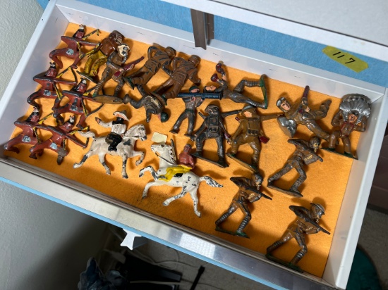 MINIATURE HAND PAINTED MILITARY SOLDIERS, LEAD SOLDIERS, ETC (COWBOYS & IND