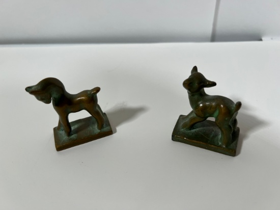 BRASS FIGURINES - HORSE & BABY DEER