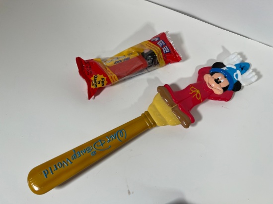 VINTAGE WALT DISNEY WORLD BACK SCRATCHER & PEZ CANDY DISPENSOR