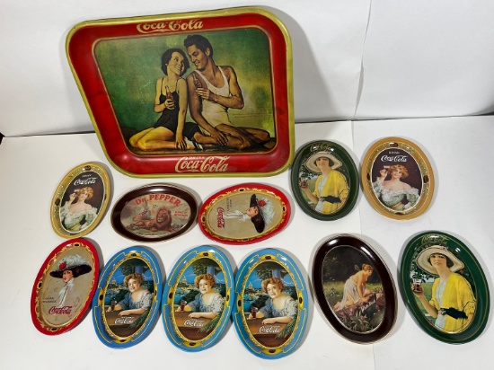 METAL TRAYS ASSORTED - COCA-COLA, DR PEPPER, ASSORTED