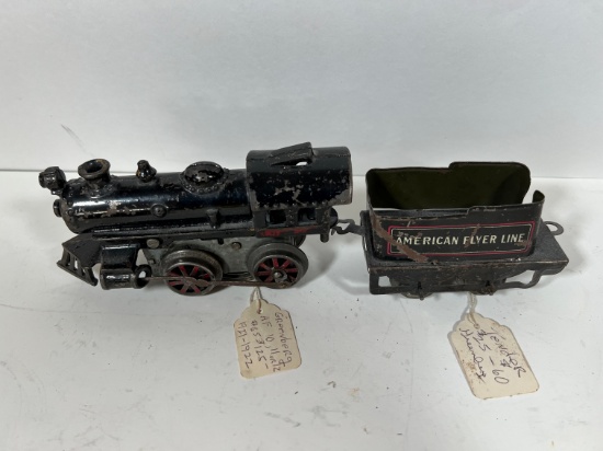 AMERICAN FLYER TOY TRAINS - 1 ENGINE, 1 TENDER
