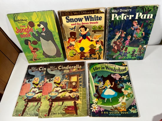 WALT DISNEY VINTAGE BOOKS - CINDERELLA, PETER PAN, ALICE, JUNGLE BOOK, SNOW