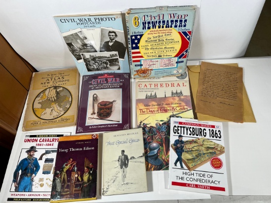 CIVIL WAR ASSORTED - BOOKS, PAPERS, POSTCARDS, & MORE