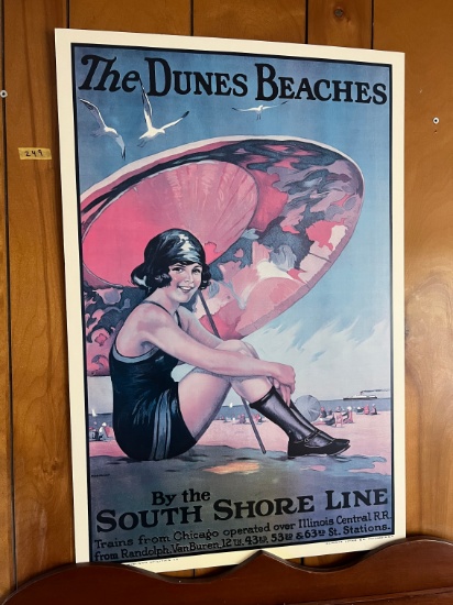 THE DUNES BEACHES (BY THE SOUTH SHORE LINE) ILLINOIS LITHO PRINT ON FOAM BO