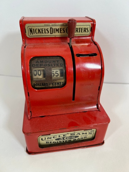 UNCLE SAMES 3 COIN REGISTER BANK - DURABLE TOY & NOVELTY CO