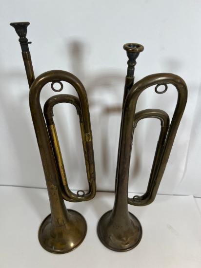 ANTIQUE BRASS INSTRUMENTS- (1) OFFICAL BOY SCOUTS OF AMERICA BUGLE (1) PREM