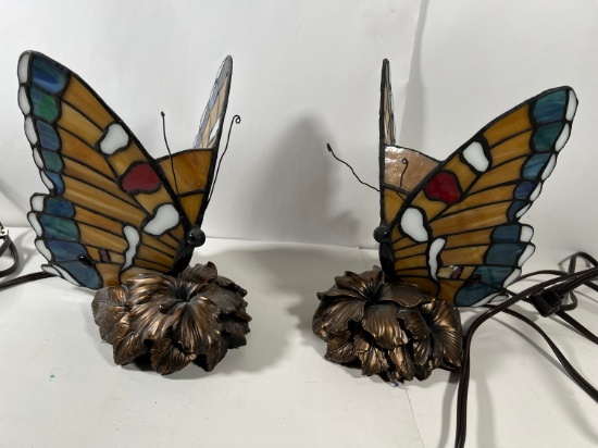 BUTTERFLY LAMPS - STAINED GLASS WINGS (MATCHING)