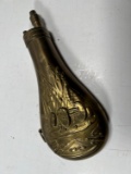 ETCHED BRASS ANTIQUE POWDER KEG - 