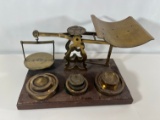 S. MORDAN & CO BRASS SCALE - WITH WEIGHTS
