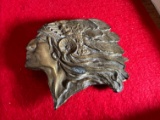 BRONZE INDIAN/ NATIVE AMERICAN HEAD BELT BUCKLE