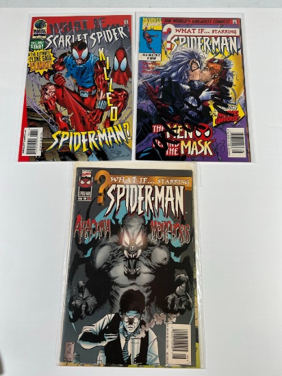 WHAT IF?? ASSORTED - (#86, 88, 99) - SPIDEY, SCARLET SPIDEY, ETC