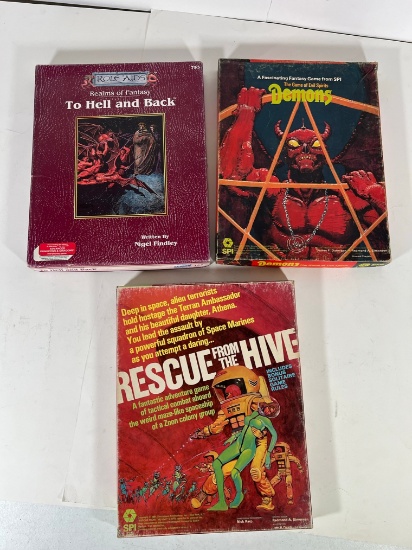 RPG GAMES ASSORTED - (1) THE GAME OF EVIL SPIRITS DEOMONS (1) RESCURE FROM