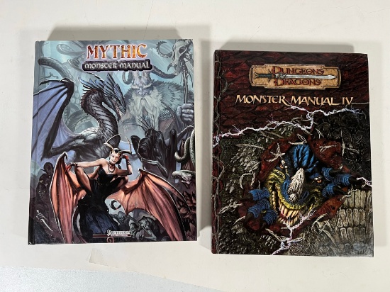 MONSTER MANUALS - (1) D&D MANUAL IV (1) MYTHIC "PATHFINDER" MANUAL