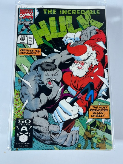 THE INCREDIBLE HULK #378 - GREY HULK VS SANTA