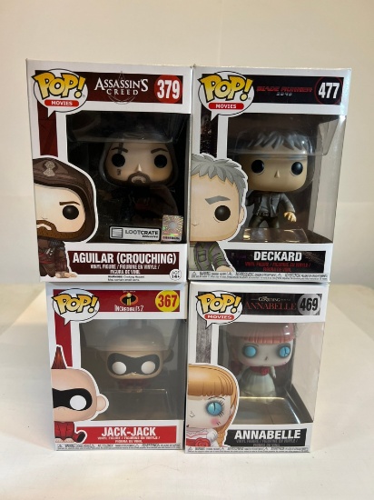 FUNKO POPS ASSORTED - JACK-JACK, ASSASSINS CREED, BLADE RUNNER, & ANNABELLE