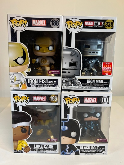 FUNKO POPS ASSORTED MARVEL PX EXCLUSIVE, ETC - IRON FIST, LUKE CAGE, BLACK