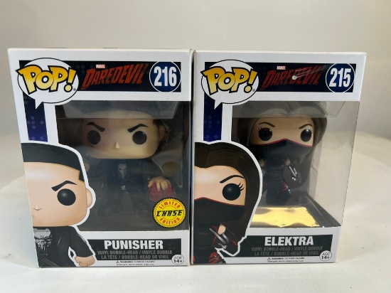FUNKO POP DAREDEVIL #215, 216 - PUNISHER CHASE, ELEKTRA