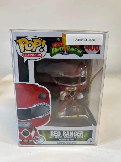MIGHTY MORPHIN POWER RANGERS FUNKO POP #406 WITH COA - (SIGNED) AUSTIN ST.