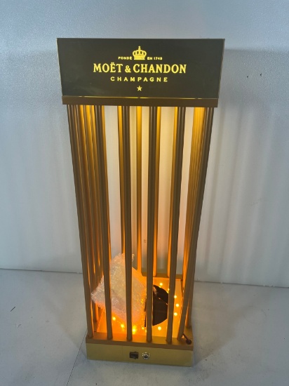 MOET & CHANDON CHAMPAGNE GOLDEN ILLUMINATED BOTTLE CAGE DISPLAY
