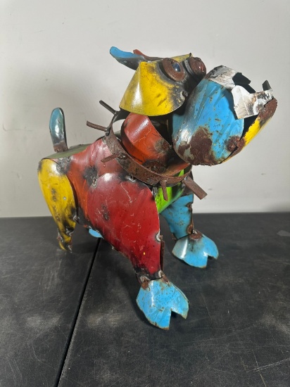 ART DECO WELDED METAL BULLDOG STATUE